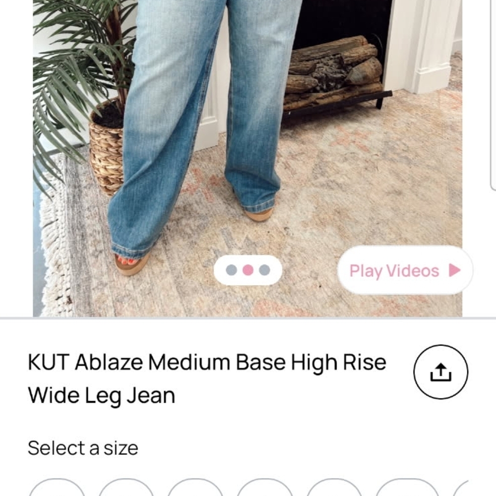 Kut from the Kloth Women's Medium Blue High Rise Wide Leg Jeans